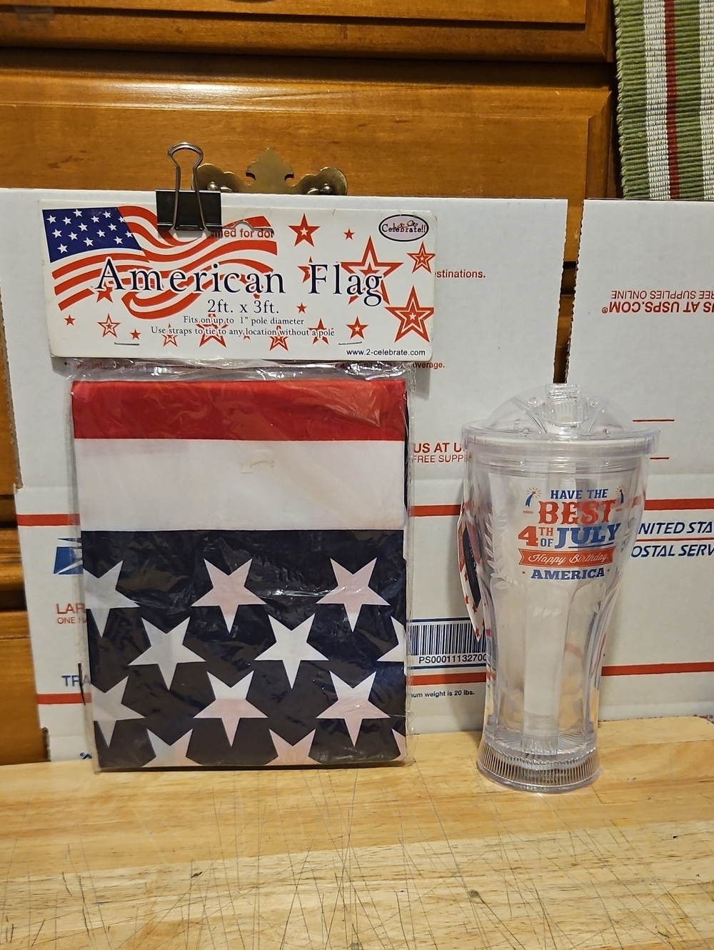 American Flag 2ft x 3ft - Patriotic Red, White & Blue and July 4th Tumbler